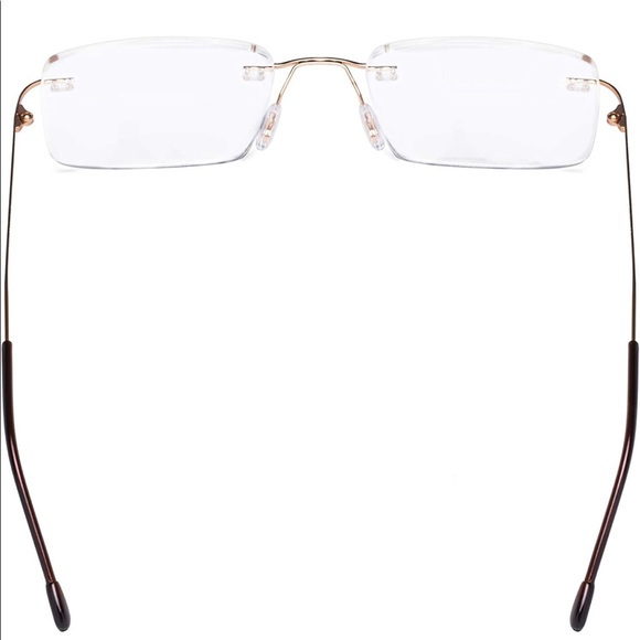 New Frameless Reading Glasses Rectangle Rimless Reader Eyeglasses Gold +0.50 - Picture 2 of 4